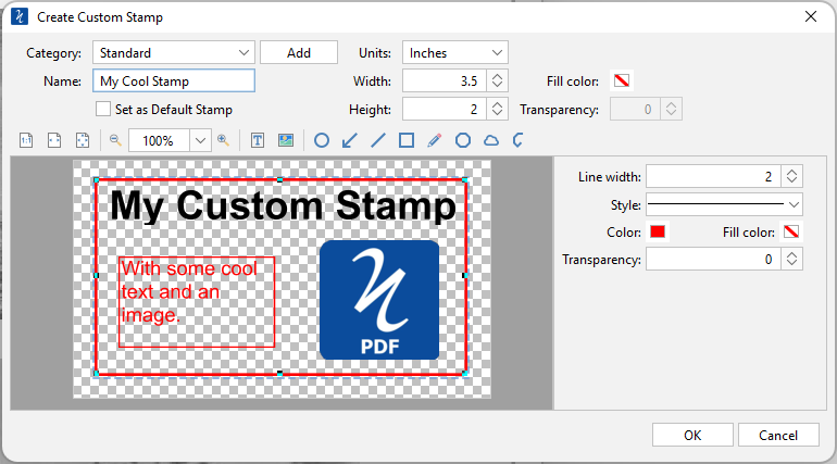 Creazione di un timbro personalizzato - PDF Editor Guida utente di PDF  Studio