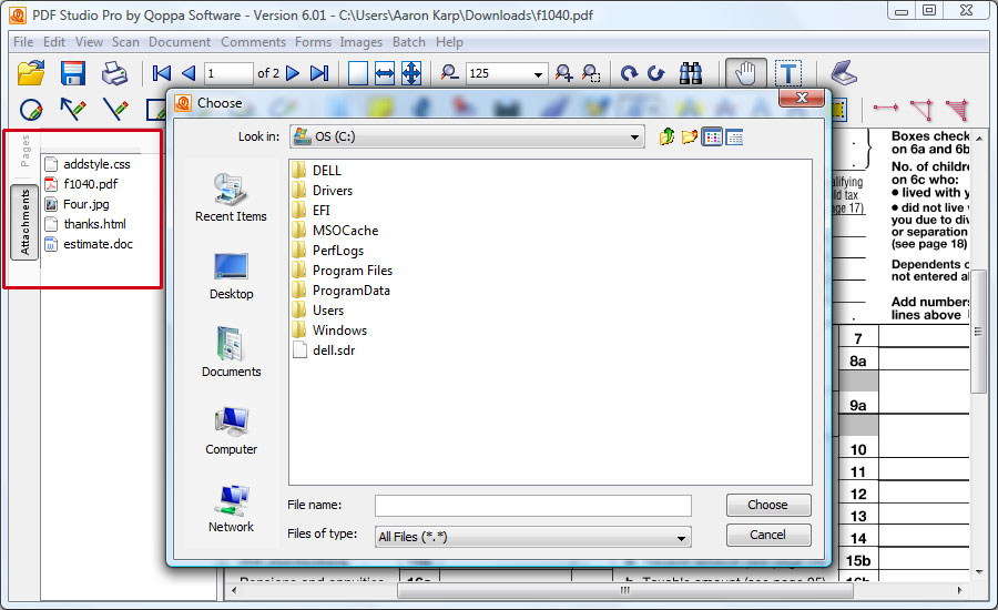 Attach Files to a PDF document