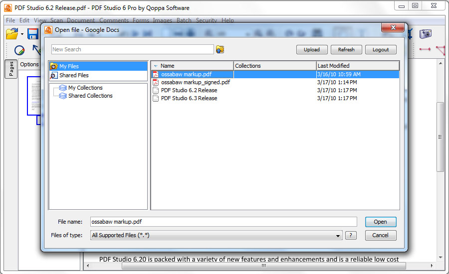 Select files in Google Docs