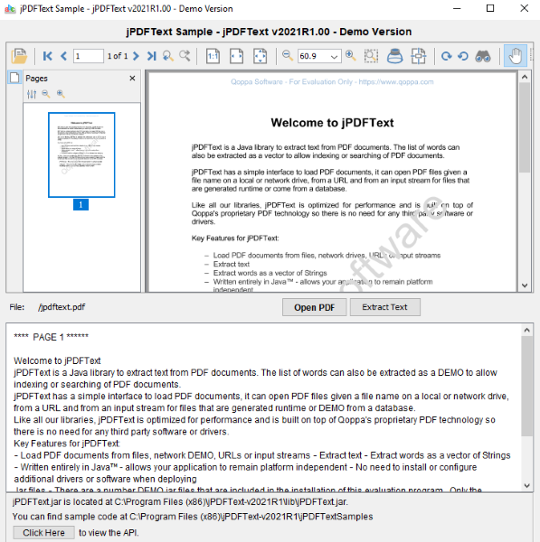 jPDFText screenshot