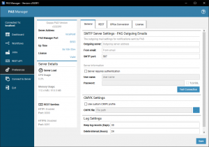 PAS Manager Preferences Panel