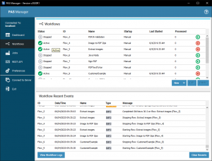 PAS Manager Workflow Pane